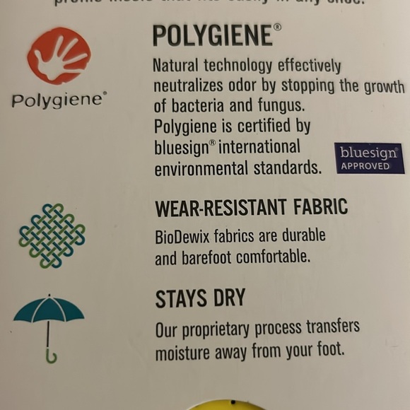 FOOTWERX Polygiene FRESH SHEETS Ultra Thin EVA‎ Insoles Odor Control Men’s NWT - Picture 7 of 10